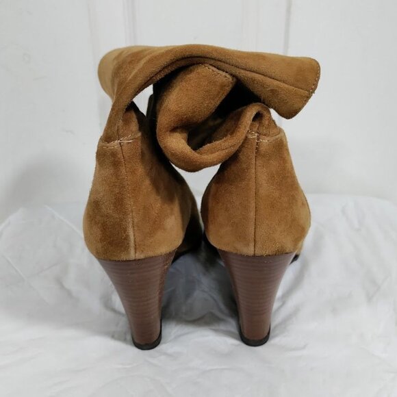 L.K Bennet London Zia Caramel Suede Leather Wedge Heel Ankle Boots Women's 9 - Picture 8 of 9